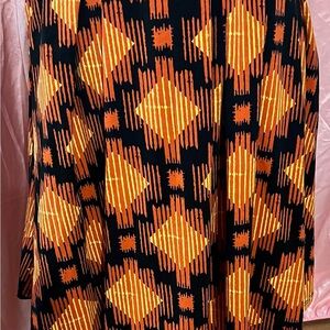 LuLaRoe Orange Gold Madison Midi A-Line Skirt